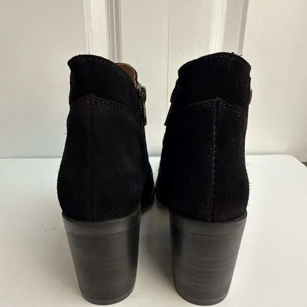 Steve Madden Women’s 6 Pierce Black Suede Ankle Zip Booties Almond Toe NWB - Picture 5 of 9